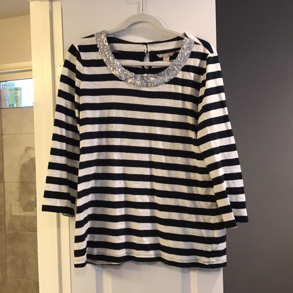 Striped Top with Sequin Details